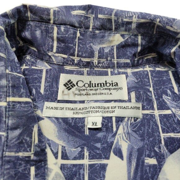 Columbia Shirt Size XL Hawaiian Style Shirt Button Up Shirt Fish All Over Print - Picture 6 of 6